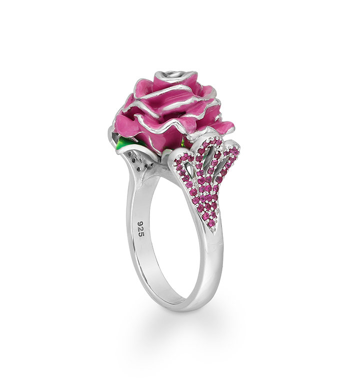 33-0067 - Artistically Hand Painted Rose Ring in Sterling Silver