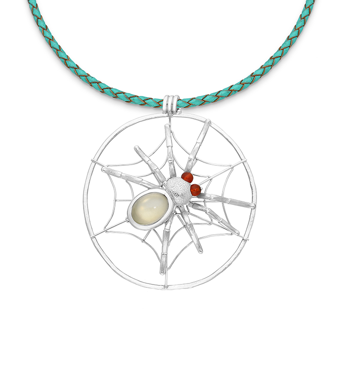 33-0027 - Beautifully Handmade Spider Necklace in Sterling Silver